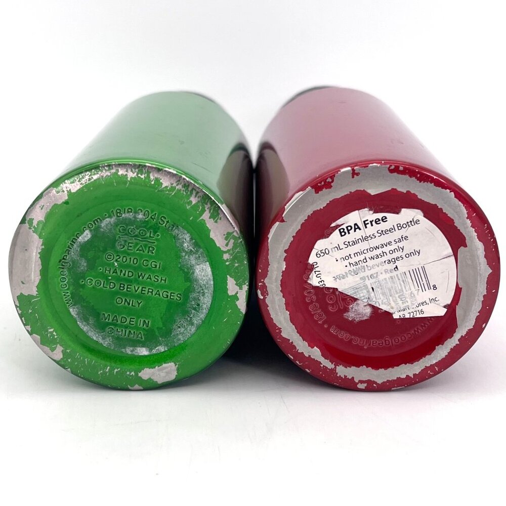 Cool Gear Stainless Steel Water Bottles 2-Pack 650ml BPA Free Holiday Red Green - Picture 2 of 14